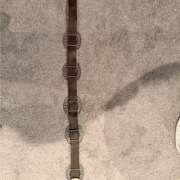 Silver Concho Belt with Brown Leather - Picture 4 of 4